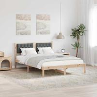 Bedframe met hoofdeinde Donkergrijs 140 x 200 cm Stof - thumbnail