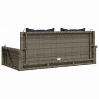 Schommelbank met kussens 119x56x48 cm poly rattan grijs - thumbnail