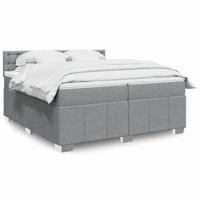 Boxspring met matras stof lichtgrijs 200x200 cm - thumbnail