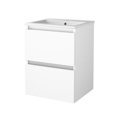 Badmeubelset BWS Salt 50x46cm Greeploos 2 Lades Met Wastafel 1 Kraangat Ice White