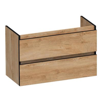 Brauer Joy Edge - Onderkast Ondiep - 80 cm - met 2 Softclose Lades Greeploos en 1 Sifon Uitsparing - Forest Tan