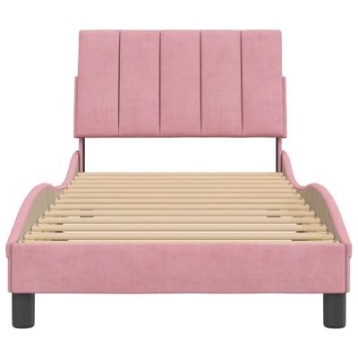Bedframe met hoofdeinde fluweel roze 90x200 cm