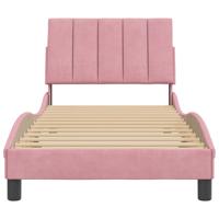 Bedframe met hoofdeinde fluweel roze 90x200 cm - thumbnail