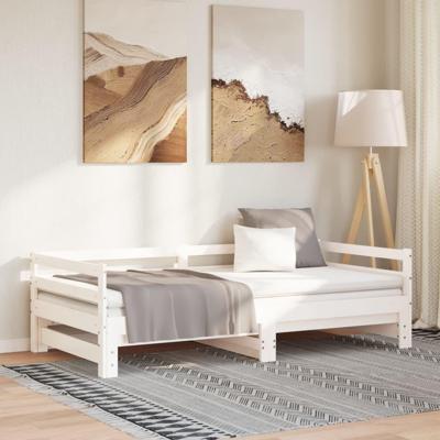 Uitschuifbare slaapbank zonder matras 90x190 cm wit