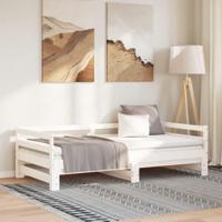 Uitschuifbare slaapbank zonder matras 90x190 cm wit - thumbnail