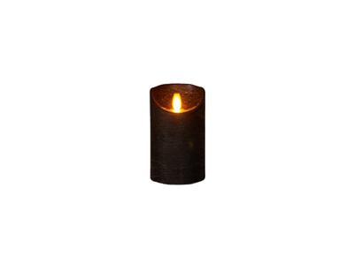 B.o.t. kaars wax rustiek bewegende vlam 7.5x12.5cm zwart 3xaaa/timer - Annas collection