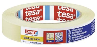 Tesa Afplakband | licht gecrêpt | lichtbeige | lengte 50 m | breedte 19 mm | wiel | 16 stuks - 04323-00040-00 04323-00040-00 Tesa Afplakband | licht gecrêpt | lichtbeige | lengte 50 m | breedte 19 mm | wiel | 16 stuks - 04323-00040-00 04323-00040-00