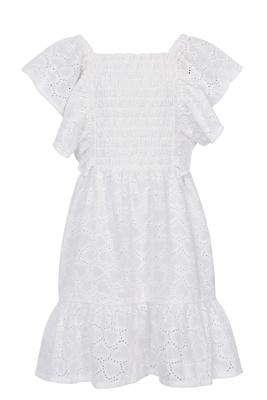 Little Heart Broidery Dress White