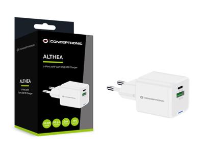 CONCEPTRONIC 2-poorts 20W GaN USB-PD-oplader, USB-C x 1, USB-A x 1, QC 3.0, PPS
