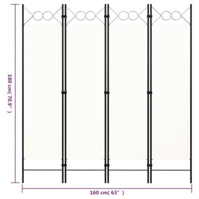 VidaXL Kamerscherm met 4 panelen 160x180 cm wit VidaXL Kamerscherm met 4 panelen 160x180 cm wit