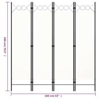 Kamerscherm met 4 panelen 160x180 cm wit - thumbnail