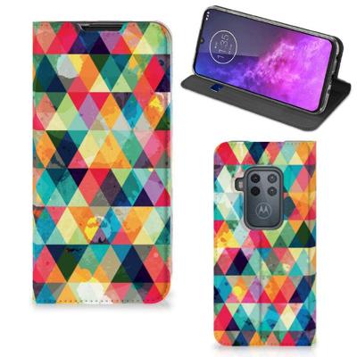 Motorola One Zoom | Hoesje met Magneet | Geruit Motorola One Zoom | Hoesje met Magneet | Geruit