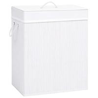 VidaXL Wasmand met 2 vakken 100 l bamboe wit - thumbnail
