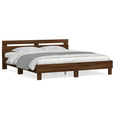 Bedframe met hoofdeinde bewerkt hout bruineikenkleur 160x200 cm