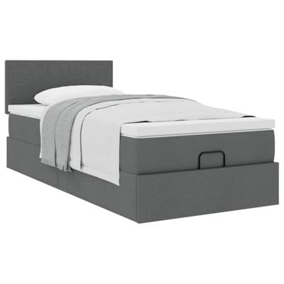 Ottoman bed met matras 100x200cm stof donkergrijs