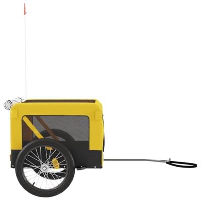 Hondenfietstrailer oxford stof en ijzer geel en zwart