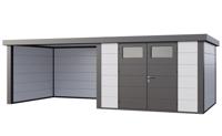 Telluria | Tuinhuis Classico 3330 met Overkapping Lounge Large | Links | Wit-Antraciet - thumbnail