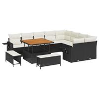 Tuinbankenset 12 pcs Zwart poly rattan - thumbnail