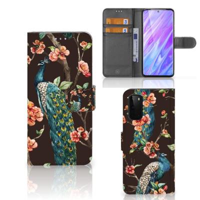 Samsung Galaxy S20 | Telefoonhoesje | Met pasjeshouder | Pauw met Bloemen