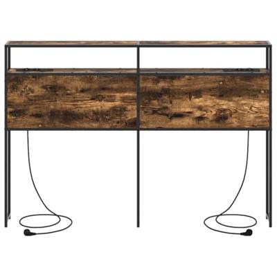 Opberghoofdbord met plank Gerookt eiken 120 cm Bewerkt hout