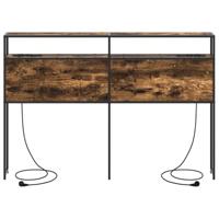 Opberghoofdbord met plank Gerookt eiken 120 cm Bewerkt hout - thumbnail