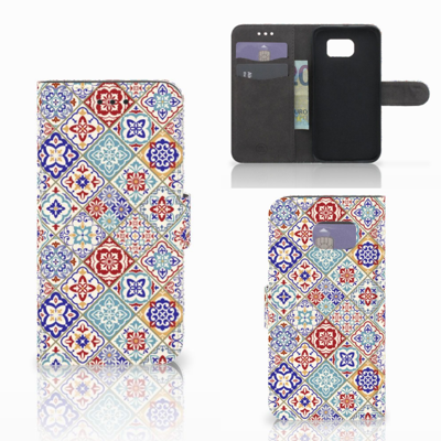 Samsung Galaxy S6 Edge Bookcase Tiles Color Samsung Galaxy S6 Edge Bookcase Tiles Color