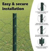 VidaXL Hek met paal groen 1,2 x 10 m staal en pvc - thumbnail