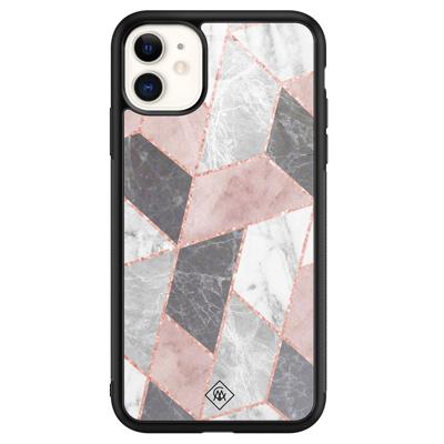 iPhone 11 glazen hardcase - Stone grid
