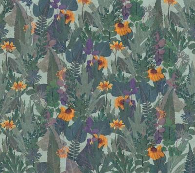 Decoprint Herbarium Fotobehang met grote bladeren en bloemen - HED27291
