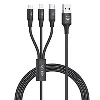 UNITEK C14049BK USB-kabel 1,2 m USB 2.0 USB C Micro-USB B/Lightning Zwart - thumbnail