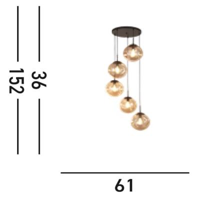 Searchlight Design hanglampPunch 5-lichts - 22123-5BK