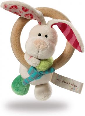 Nici bijtring Rabbit Tilli 29 x 16 x 5 cm hout/pluche wit