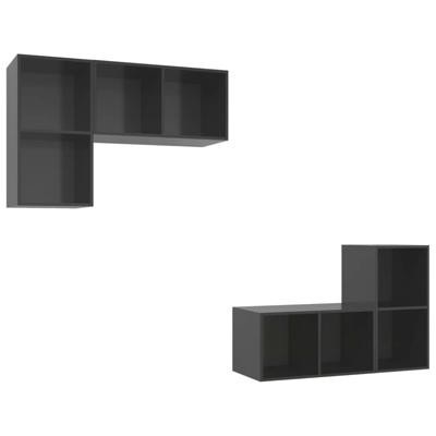 Tv-wandmeubelen 4 st spaanplaat hoogglans grijs