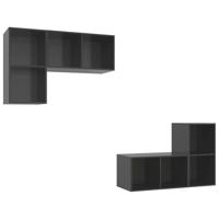 Tv-wandmeubelen 4 st spaanplaat hoogglans grijs - thumbnail