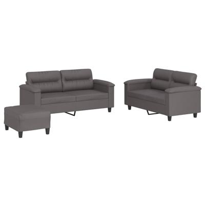 2-delige Loungeset met kussens kunstleer grijs - thumbnail