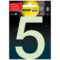 Glow in the dark Nummer 5 - 100 mm zelfklevend. - thumbnail