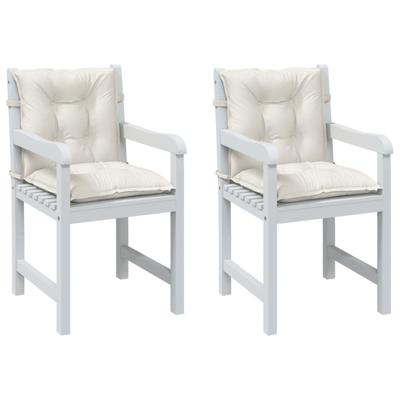 VidaXL Stoelkussens 2 st lage rug 100x50x7 cm stof gemêleerd crème