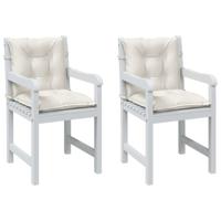 VidaXL Stoelkussens 2 st lage rug 100x50x7 cm stof gemêleerd crème - thumbnail