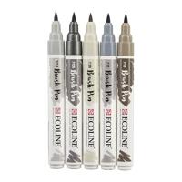 Bruynzeel Ecoline brush pen set schaduw, 5 kleuren - thumbnail