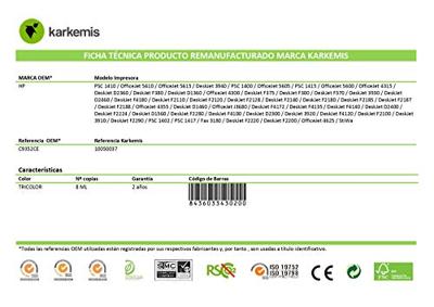 Gerecyclede Inktcartridge Karkemis 22 Tricolor Gerecyclede Inktcartridge Karkemis 22 Tricolor