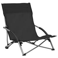Strandstoelen 2 st inklapbaar stof zwart - thumbnail