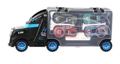 Vrachtwagen 28cm met 4 auto&apos;s 33x12x7cm