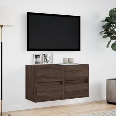 Tv-wandmeubels met LED 2 st 41x31x45 cm bruin eikenkleurig