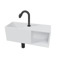 Wiesbaden Julia fonteinset solid surface met nis 54x20x20cm mat wit incl. victoria luxe fonteinkraan zwart mat SW793746 SW21108 SW295951 SW641775 SW696205 SW6962 - thumbnail