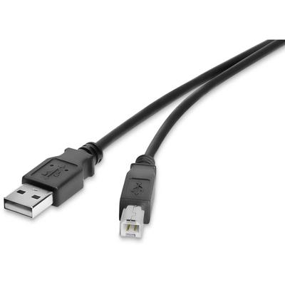 Renkforce RF-4463067 USB-kabel USB 2.0 USB-A stekker, USB-B stekker 0.50 m Zwart Vergulde steekcontacten