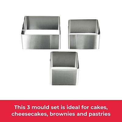 Metaltex Vierkante Kookringen 3 Stuks 6/8/10 cm RVS