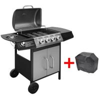Gasbarbecue 4+1 kookzone zwart en zilver - thumbnail