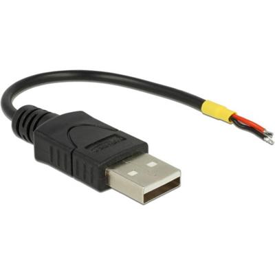 Delock 85250 USB-kabel USB 2.0 USB-A stekker, Open kabeleinde 0.10 m Zwart