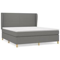 Boxspring met matras stof donkergrijs 160x200 cm - thumbnail