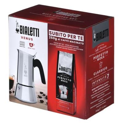 Italiaans koffiezetapparaat + 1 Coffee Perfetto Moka Classico - BIALETTI - VENUS - 6 kopjes - 0,30 L - Pak van 250 g - Zilver Italiaans koffiezetapparaat + 1 Coffee Perfetto Moka Classico - BIALETTI - VENUS - 6 kopjes - 0,30 L - Pak van 250 g - Zilver